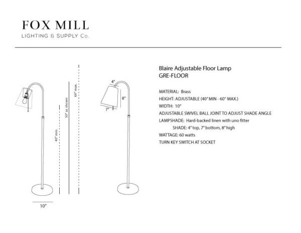 Blaire Adjustable Floor Lamp, Brass